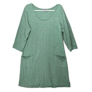 Fresh‎ Produce Midi Dress Womens 1X Pockets Jersey USA Lagenlook Casual Comfy